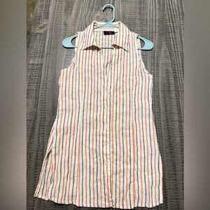 Striped Sleeveless Button-Up Shirt